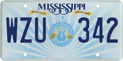 MS license plate WZU342