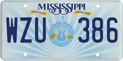 MS license plate WZU386