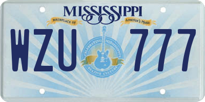 MS license plate WZU777