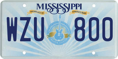 MS license plate WZU800