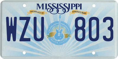 MS license plate WZU803