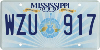 MS license plate WZU917