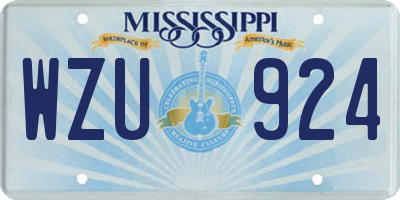 MS license plate WZU924