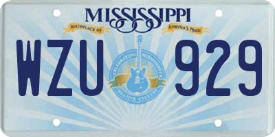 MS license plate WZU929