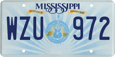 MS license plate WZU972