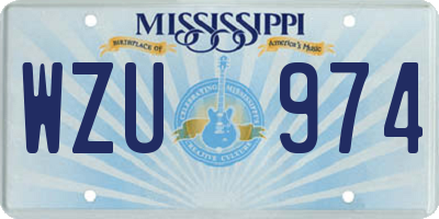 MS license plate WZU974