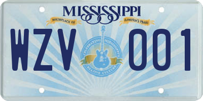 MS license plate WZV001