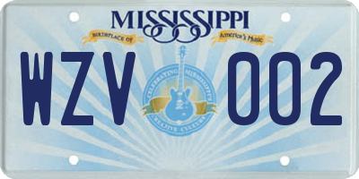 MS license plate WZV002