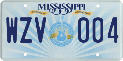 MS license plate WZV004