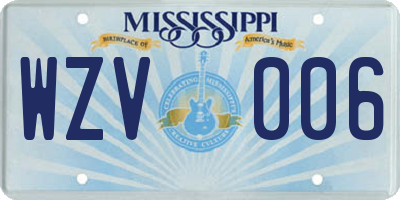 MS license plate WZV006