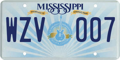 MS license plate WZV007