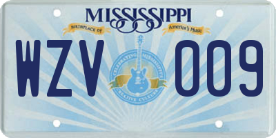 MS license plate WZV009