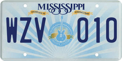 MS license plate WZV010