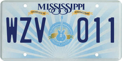 MS license plate WZV011