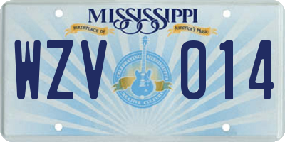 MS license plate WZV014