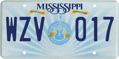 MS license plate WZV017