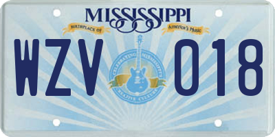 MS license plate WZV018