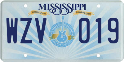 MS license plate WZV019