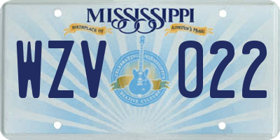 MS license plate WZV022