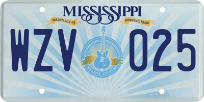 MS license plate WZV025