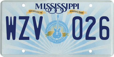 MS license plate WZV026