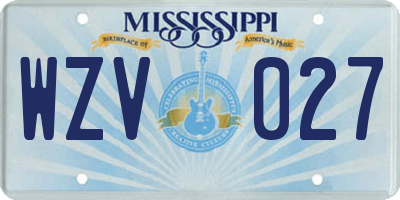 MS license plate WZV027