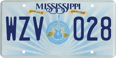 MS license plate WZV028