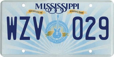 MS license plate WZV029