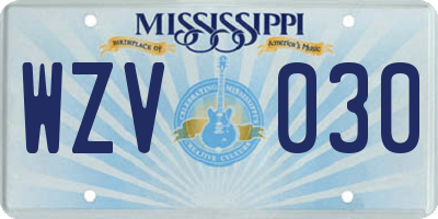 MS license plate WZV030