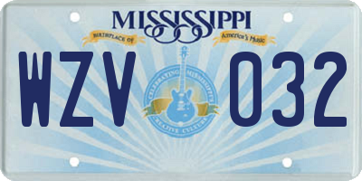 MS license plate WZV032