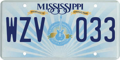 MS license plate WZV033