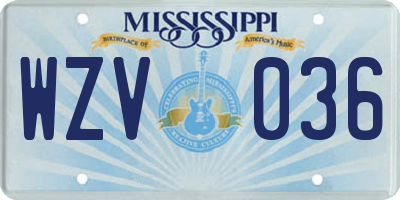 MS license plate WZV036