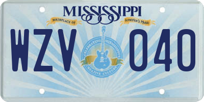 MS license plate WZV040