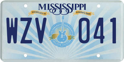 MS license plate WZV041