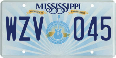 MS license plate WZV045
