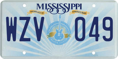 MS license plate WZV049