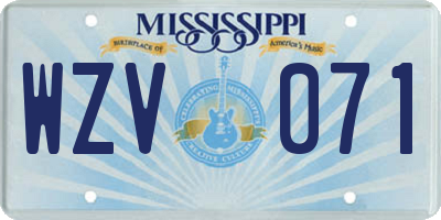 MS license plate WZV071