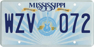 MS license plate WZV072