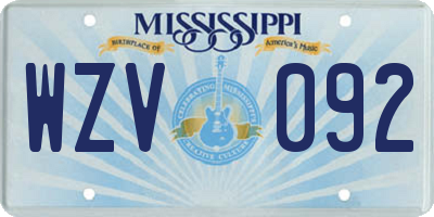 MS license plate WZV092