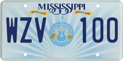 MS license plate WZV100