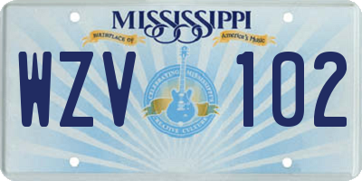 MS license plate WZV102