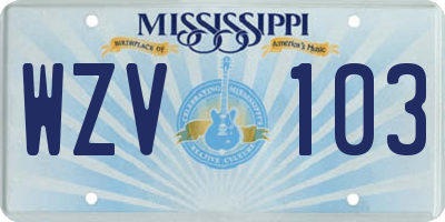 MS license plate WZV103