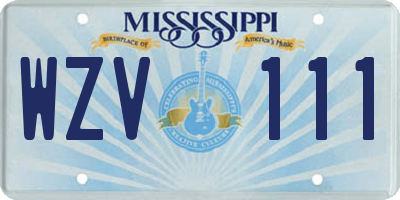 MS license plate WZV111