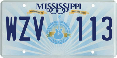MS license plate WZV113