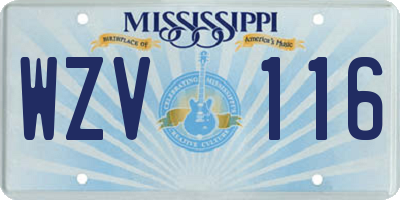 MS license plate WZV116