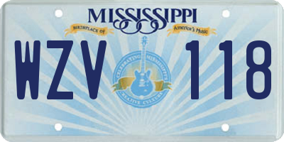 MS license plate WZV118