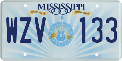 MS license plate WZV133