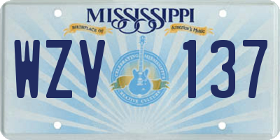 MS license plate WZV137