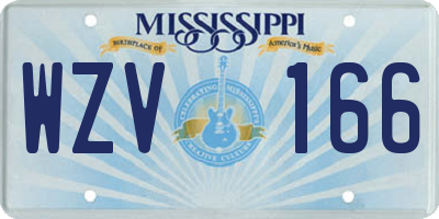 MS license plate WZV166