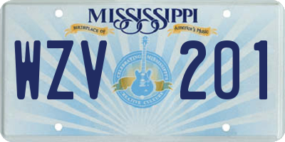 MS license plate WZV201